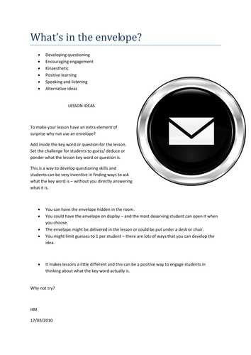 What’s in the envelope?  HM