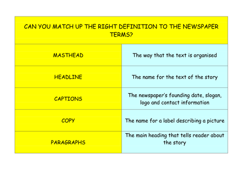 Newspaper key terms   HM