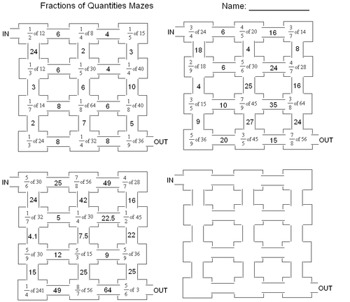 Fractions of amounts maze