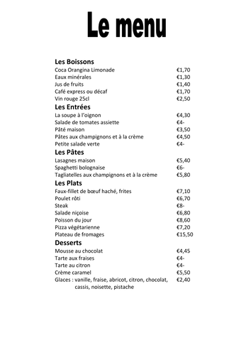 Le Menu Francais 