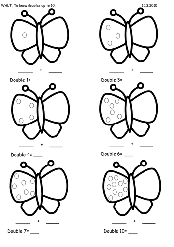 year 1 doubling butterfly spots worksheet teaching