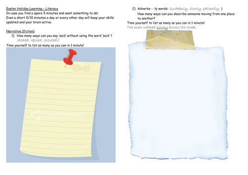 revision for Yr 6 writing