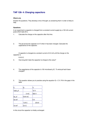 Capacitance and the equation C =Q/V