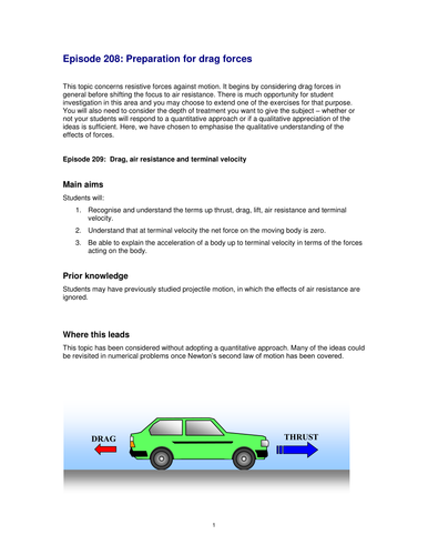 Preparation for Drag Forces