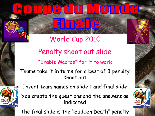 Penalty Shootout Template French Plenary/Starter