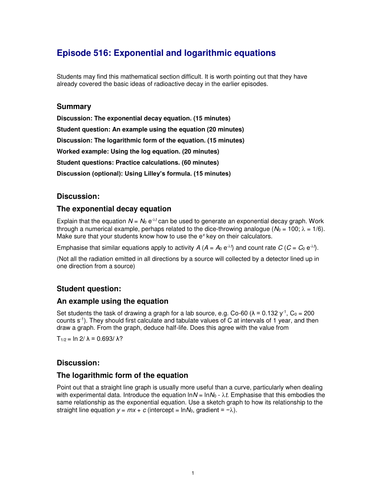 Exponential and logarithmic equations | Teaching Resources