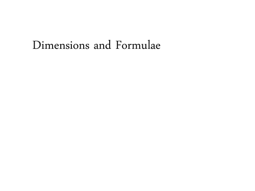 Algebra: Dimensions and Formulae