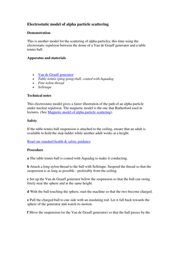 Electrostatic model of alpha particle scattering