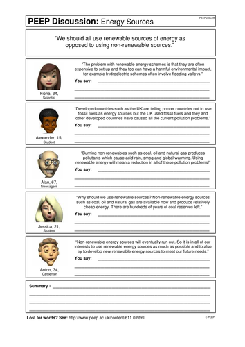 Energy Sources and Resources