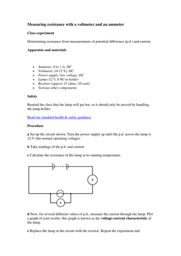 Measuring resistance with a voltmeter and an ammet