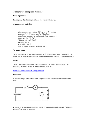 Temperature change and resistance