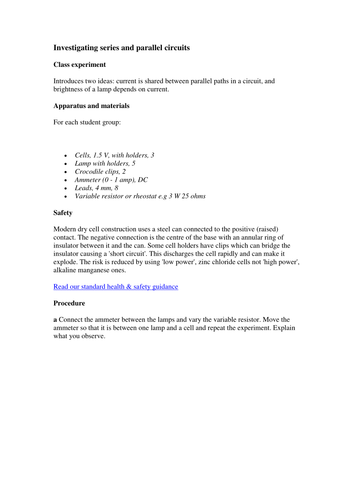 Investigating series and parallel circuits