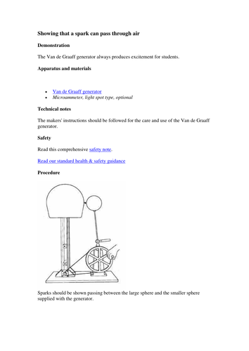 Showing that a spark can pass through air