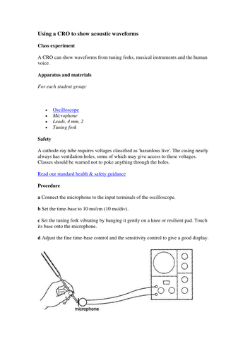 Using a CRO to show acoustic waveforms