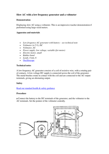 Slow AC with a low frequency generator and a voltm