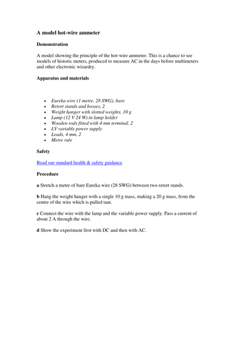 A model hot-wire ammeter