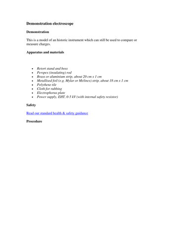 Demonstration electroscope
