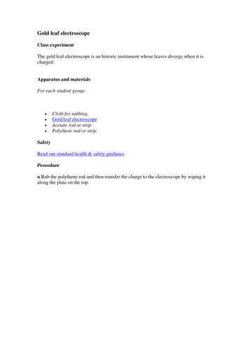 Gold leaf electroscope