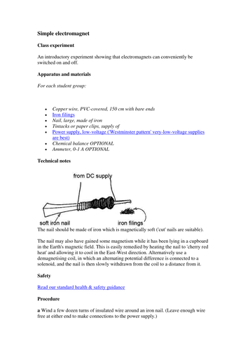 Simple electromagnet