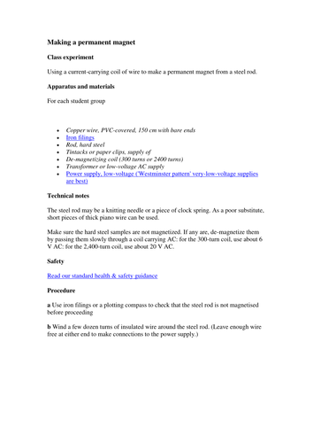 Making a permanent magnet