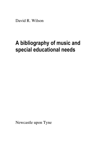Bibliography of Music and SEN