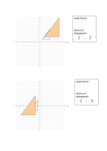 Finding the centre of enlargement worksheets