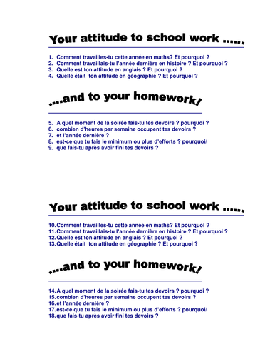 Attitude Towards School Work Teaching Resources