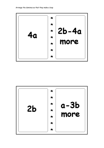 Collecting Like Terms Dominoes