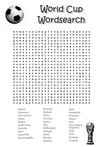 2014 World Cup Wordsearch by tomremnant - UK Teaching Resources - TES