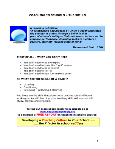 Teachers TV: One-to-One Coaching