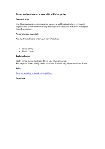 Pulses and continuous waves with a Slinky spring