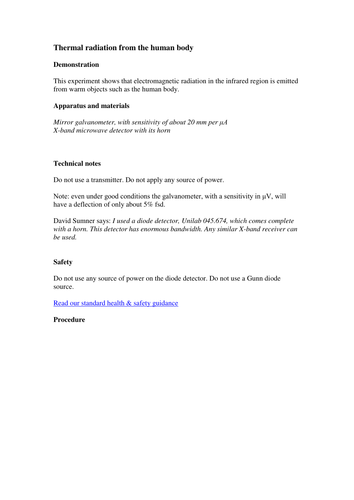 Thermal radiation from the human body