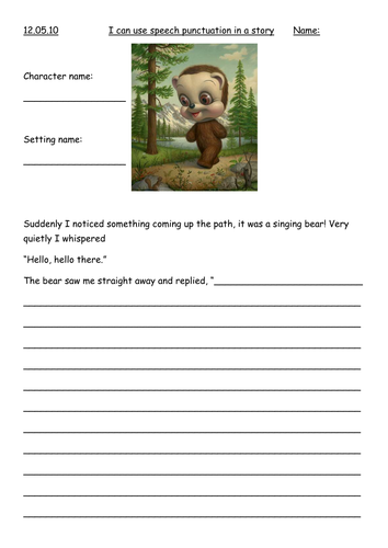 Speech punctuation worksheets