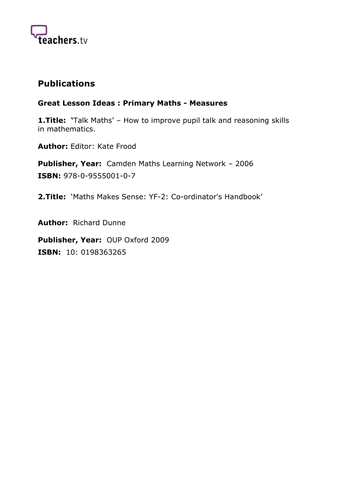 Teachers TV: Primary Maths - Measures