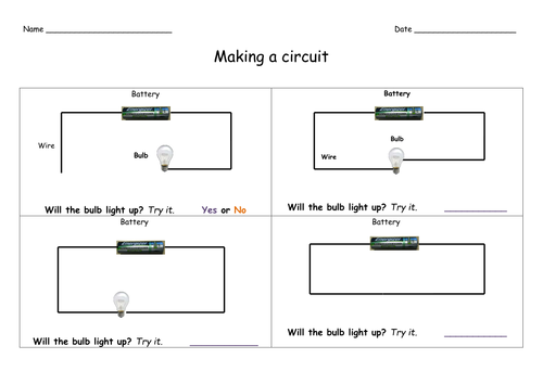 Simple circuit worksheet