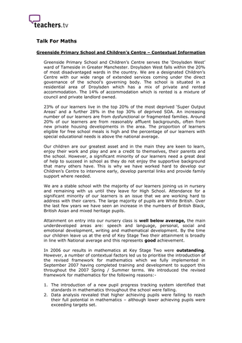 Teachers TV: Talk for Maths