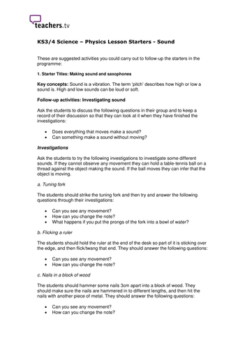 Teachers TV: KS3 Physics - Sound