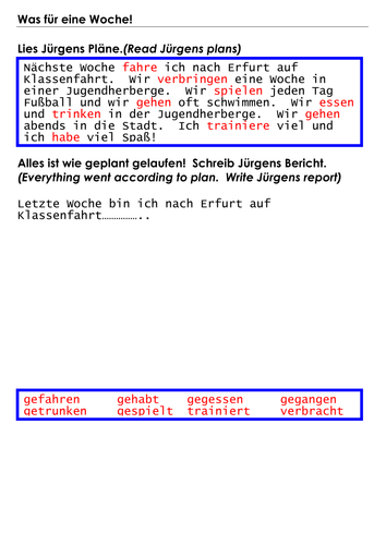 Was Fur Eine Woche Perfect Tense Teaching Resources