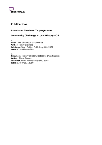 Teachers TV: KS2 Local History