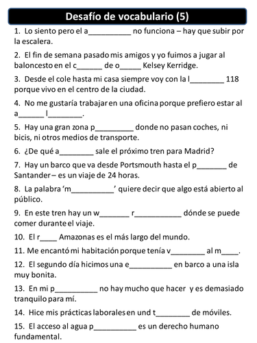 Gcse spanish vocabulary list pdf image