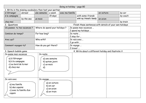 Holidays worksheet low ability | Teaching Resources