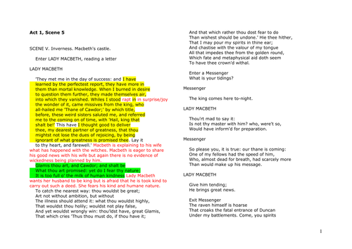 Macbeth Act 1 Scene 7 Annotations