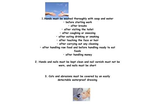 Hygiene rules to prevent the spread of germs.