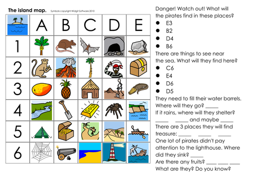 Pirate vocabulary, games, worksheets, story, grid