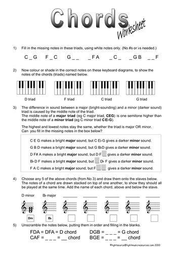 chords worksheet