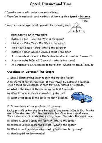 Calculating Speed Distance And Time Teaching Resources