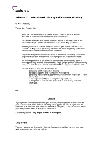 Teachers TV: Honesty and Lateral Thinking