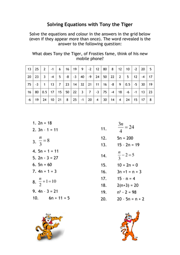 Solving Linear Equations with Tony the Tiger