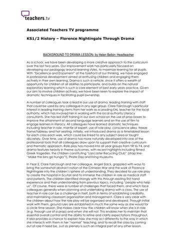 Teachers TV: Florence Nightingale through Drama