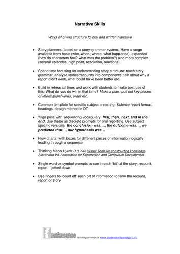 Ways to support development of narrative skills